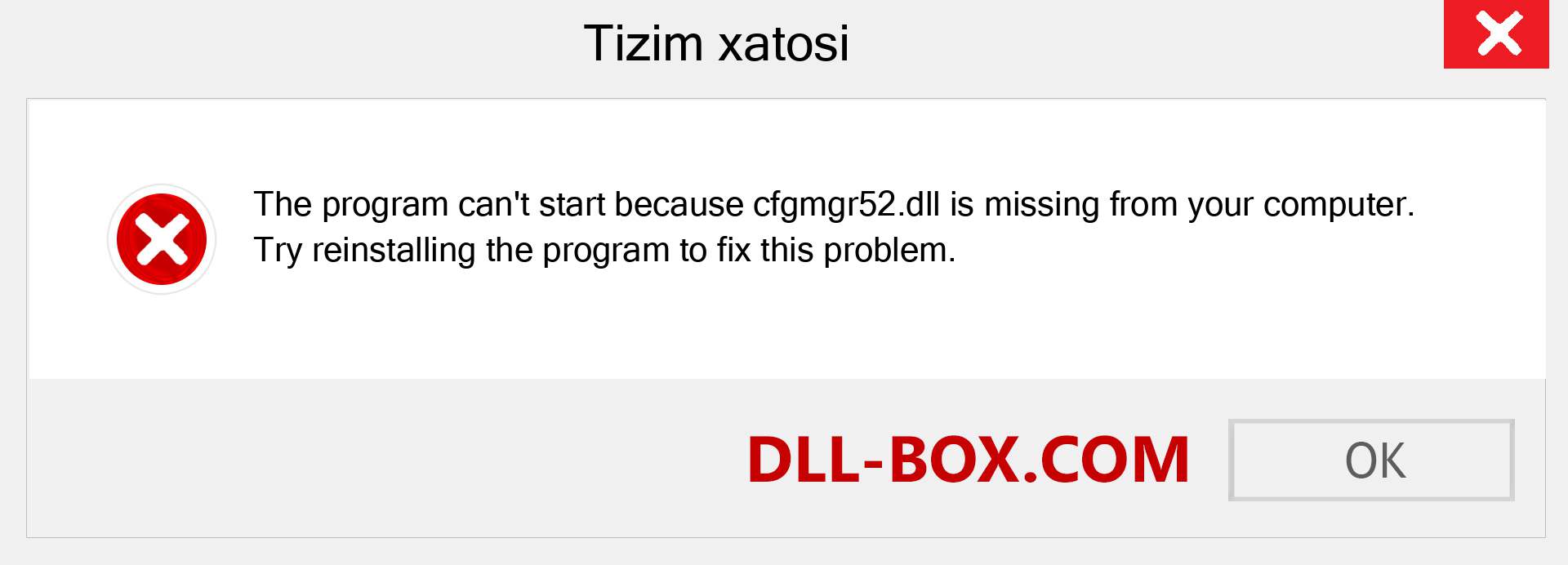 cfgmgr52.dll fayli yo'qolganmi?. Windows 7, 8, 10 uchun yuklab olish - Windowsda cfgmgr52 dll etishmayotgan xatoni tuzating, rasmlar, rasmlar